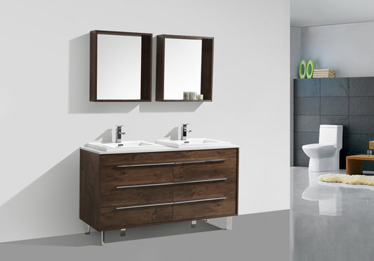 Aquamoon Roma 60 Double Modern Bathroom Vanity Set - Rosewood