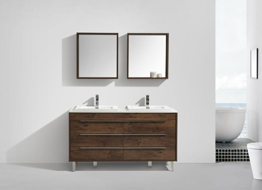 Aquamoon Roma 60 Double Modern Bathroom Vanity Set - Rosewood