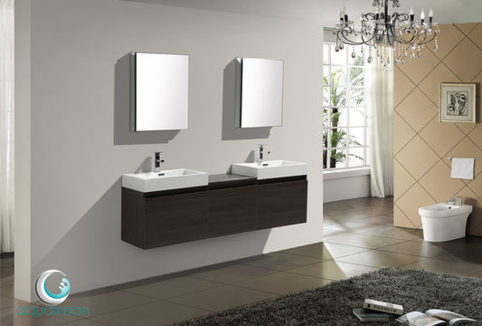 Aquamoon Venice 68 Double Modern Bathroom Vanity Set Square - Grey Oak