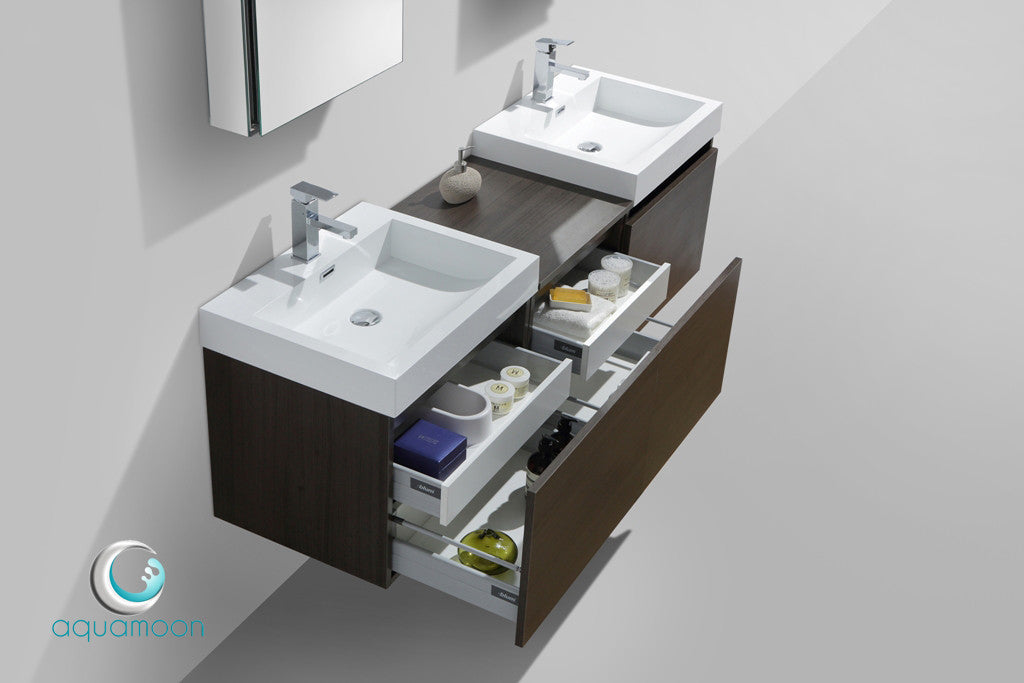 Aquamoon Venice 68 Double Modern Bathroom Vanity Set Square - Grey Oak