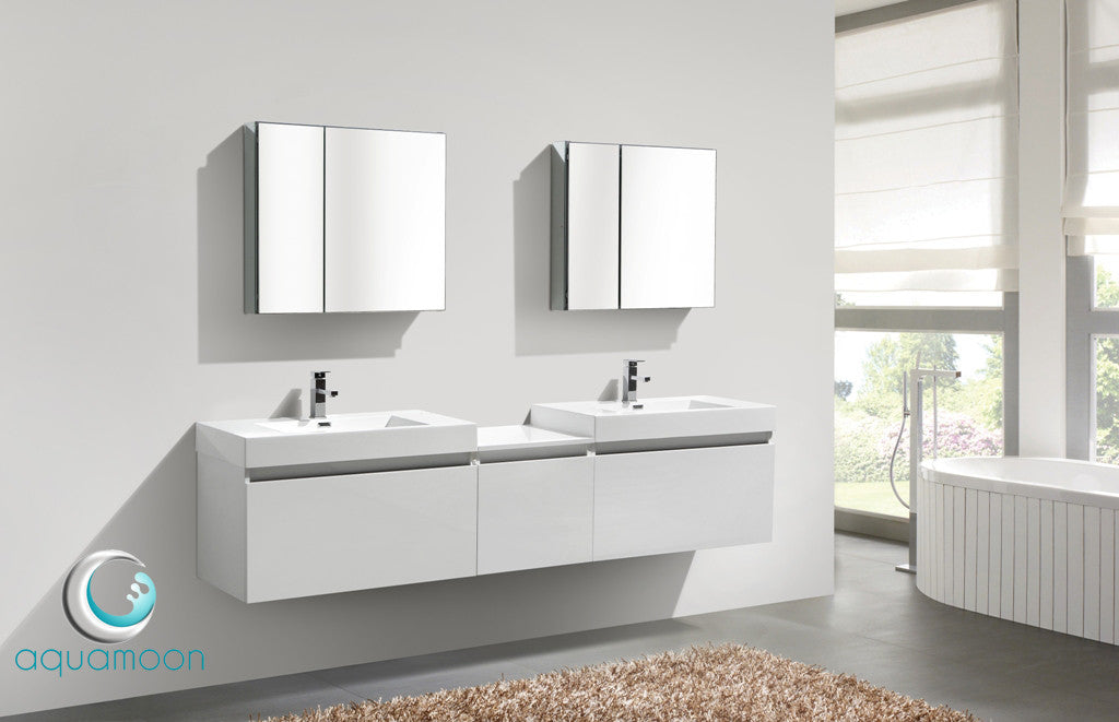 Aquamoon Venice 92" Double Modern Bathroom Vanity set - White