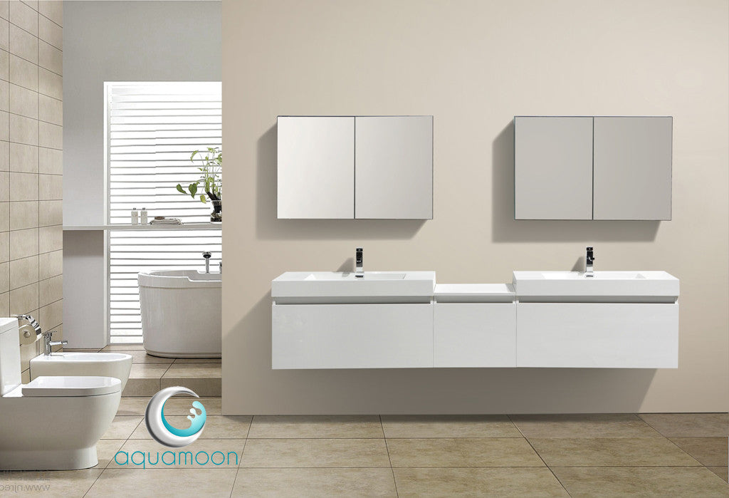 Aquamoon Venice 92" Double Modern Bathroom Vanity set - White