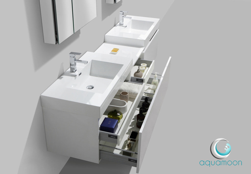 Aquamoon Venice 92" Double Modern Bathroom Vanity set - White