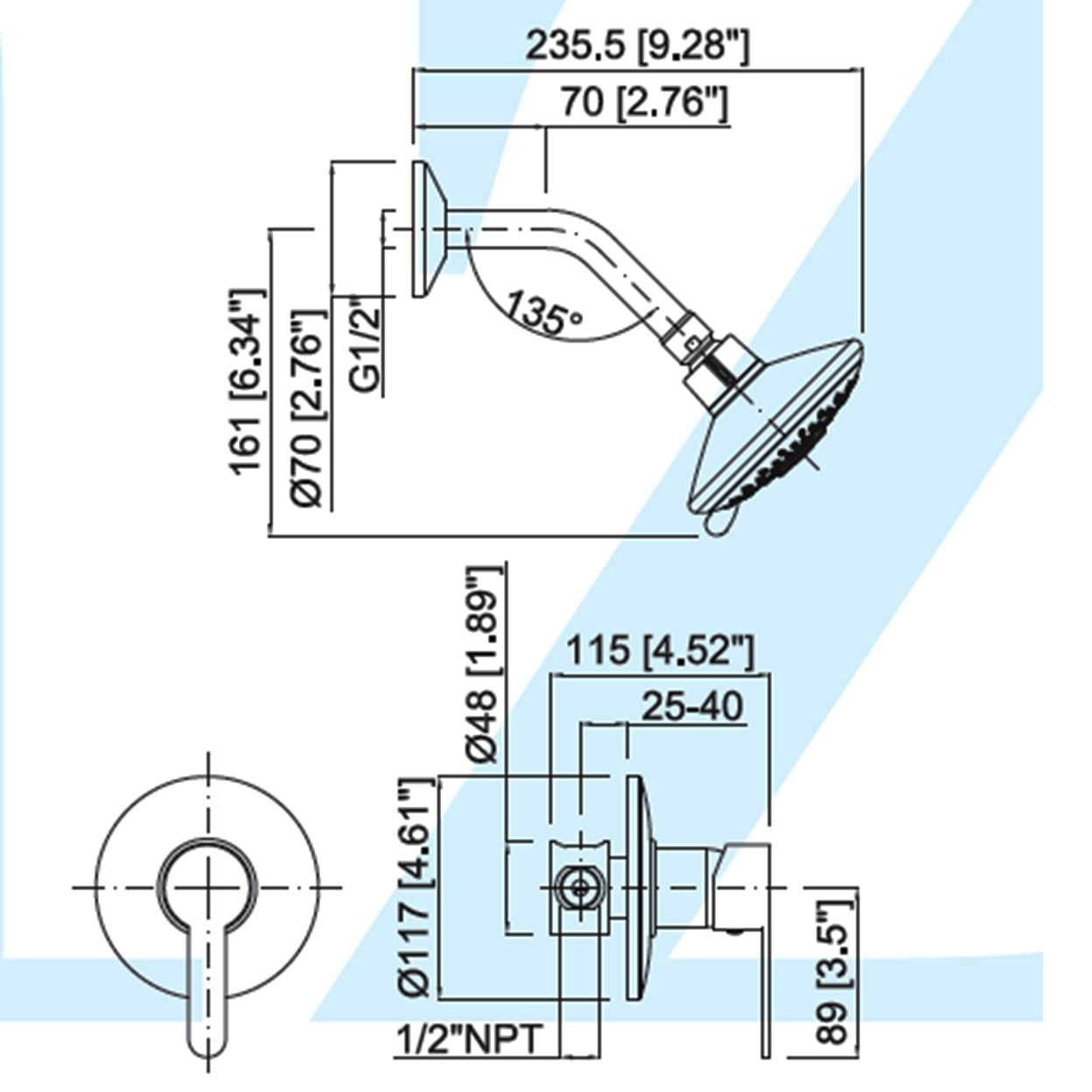 Mz Aurin Modern Bathroom Shower Set - Chrome