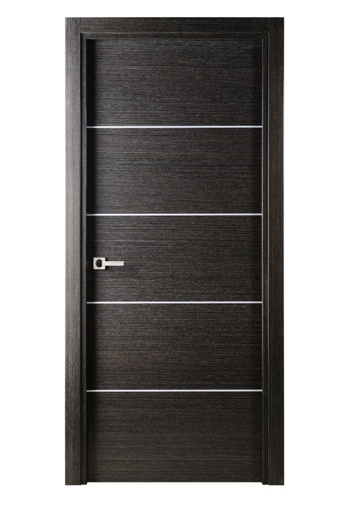 Avanti Interior Door In A Black Apricot Finish W/ Silver Strips