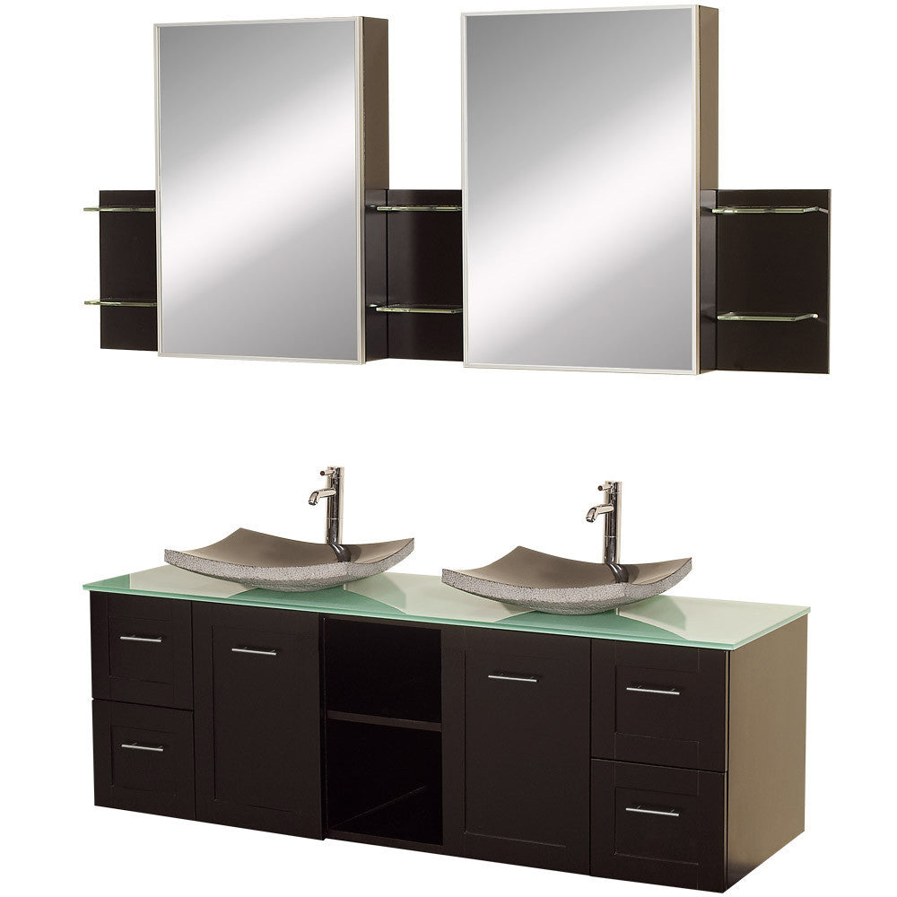 WYNDHAM COLLECTION Avara 60-Inch Wall-Mounted Double Bathroom Vanity Set - Espresso