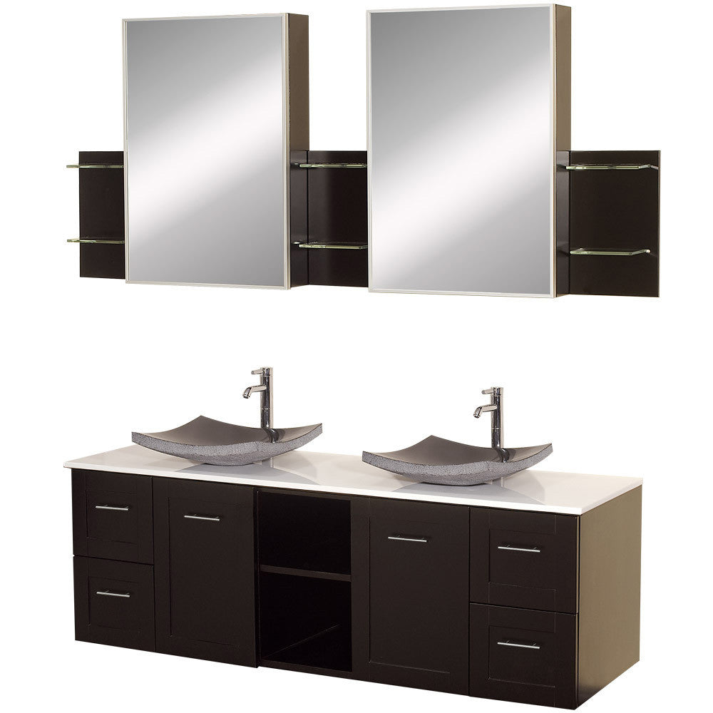 WYNDHAM COLLECTION Avara 60-Inch Wall-Mounted Double Bathroom Vanity Set - Espresso
