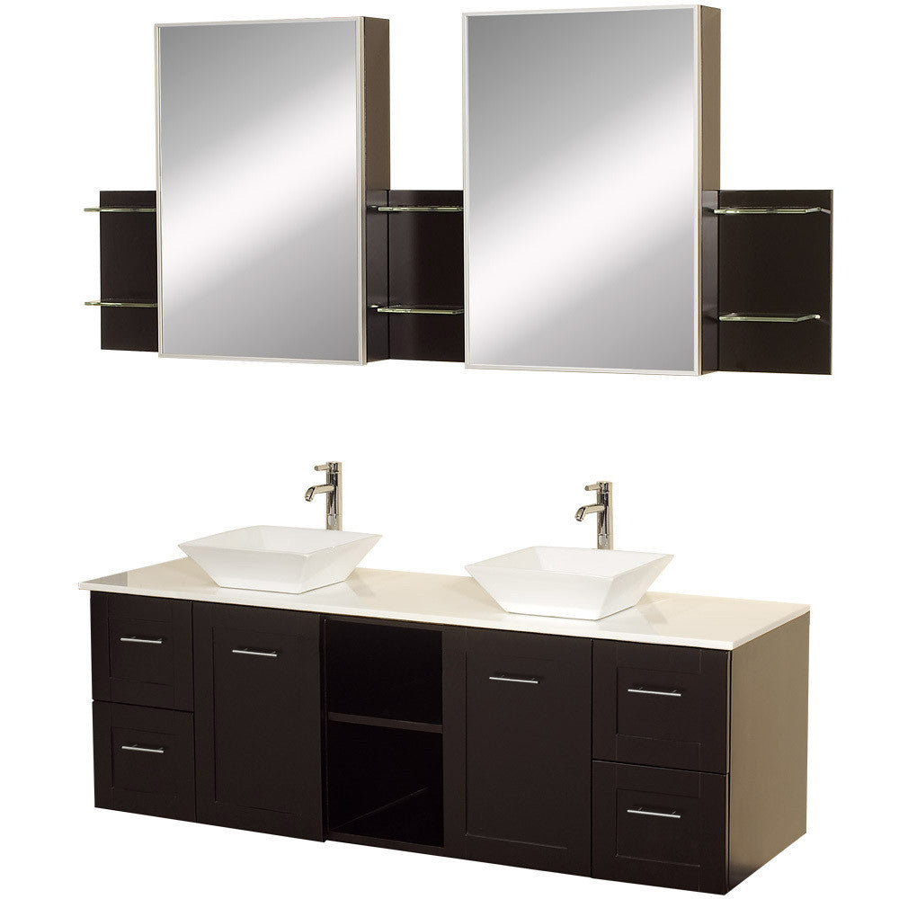 WYNDHAM COLLECTION Avara 60-Inch Wall-Mounted Double Bathroom Vanity Set - Espresso