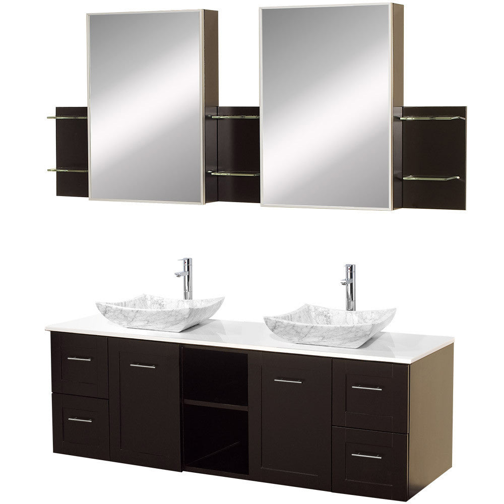 WYNDHAM COLLECTION Avara 60-Inch Wall-Mounted Double Bathroom Vanity Set - Espresso