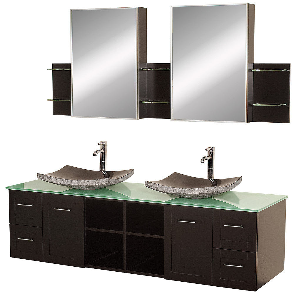 WYNDHAM COLLECTION Avara 72-Inch Wall-Mounted Double Bathroom Vanity Set - Espresso