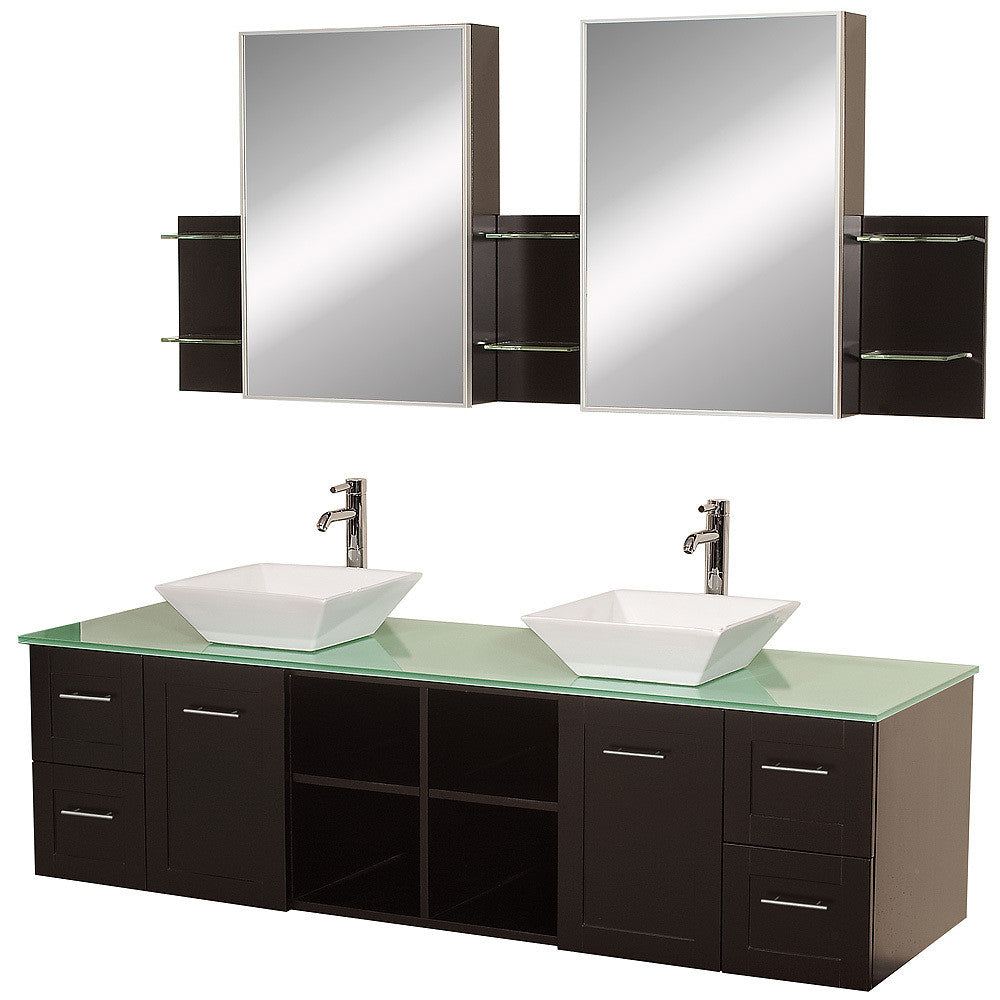 WYNDHAM COLLECTION Avara 72-Inch Wall-Mounted Double Bathroom Vanity Set - Espresso