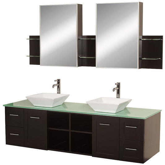 WYNDHAM COLLECTION Avara 72-Inch Wall-Mounted Double Bathroom Vanity Set - Espresso