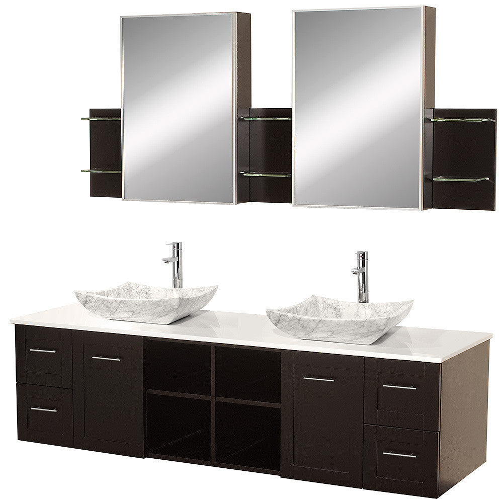 WYNDHAM COLLECTION Avara 72-Inch Wall-Mounted Double Bathroom Vanity Set - Espresso