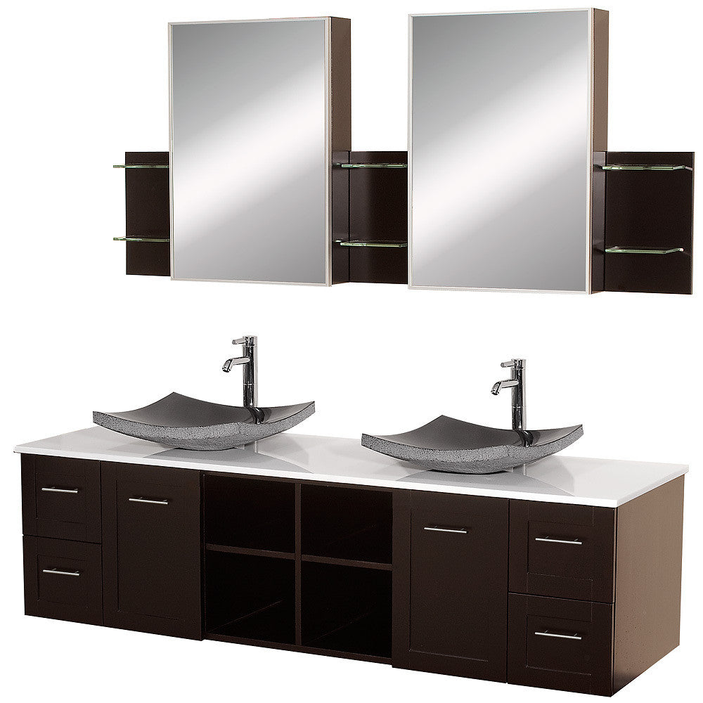 WYNDHAM COLLECTION Avara 72-Inch Wall-Mounted Double Bathroom Vanity Set - Espresso