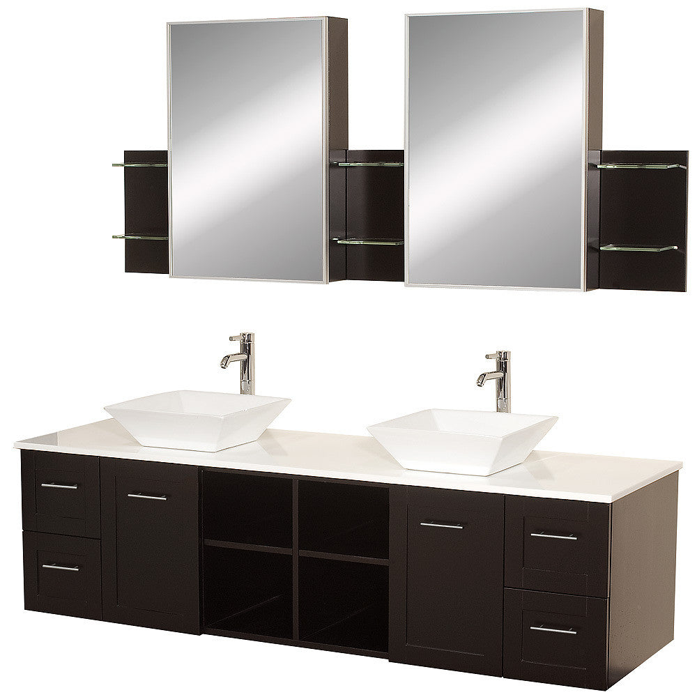 WYNDHAM COLLECTION Avara 72-Inch Wall-Mounted Double Bathroom Vanity Set - Espresso