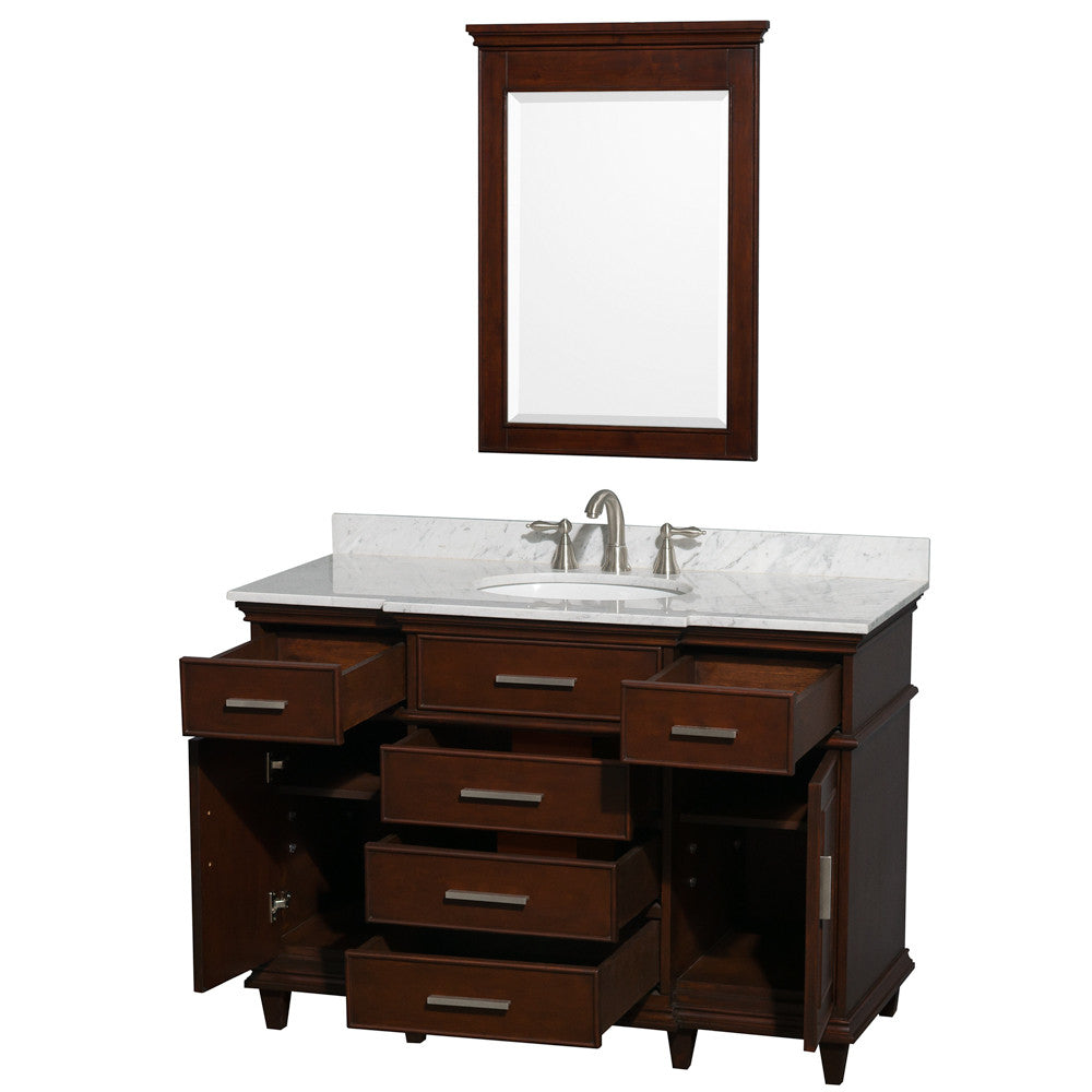 Berkeley 48-Inch Single Bathroom Vanity - Dark Chestnut