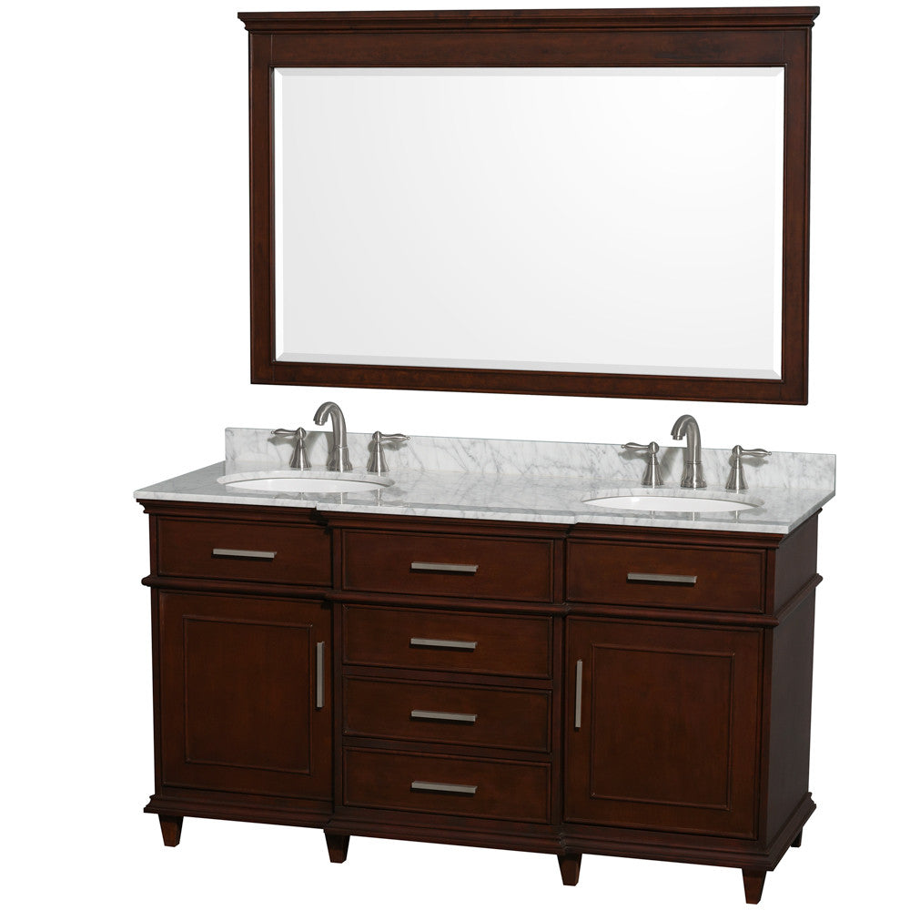 Berkeley 60-Inch  Double Bathroom Vanity - Dark Chestnut