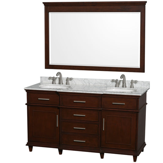 Berkeley 60-Inch  Double Bathroom Vanity - Dark Chestnut