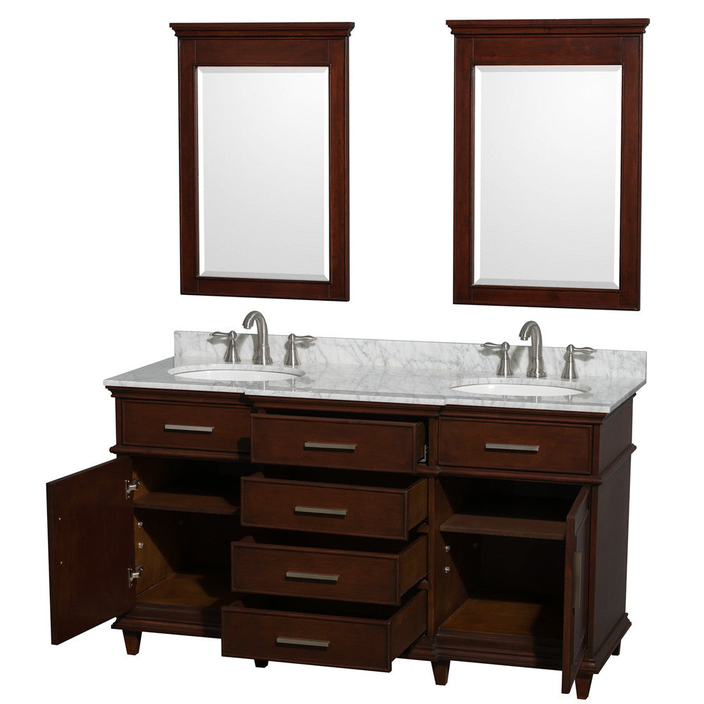 Berkeley 60-Inch  Double Bathroom Vanity - Dark Chestnut
