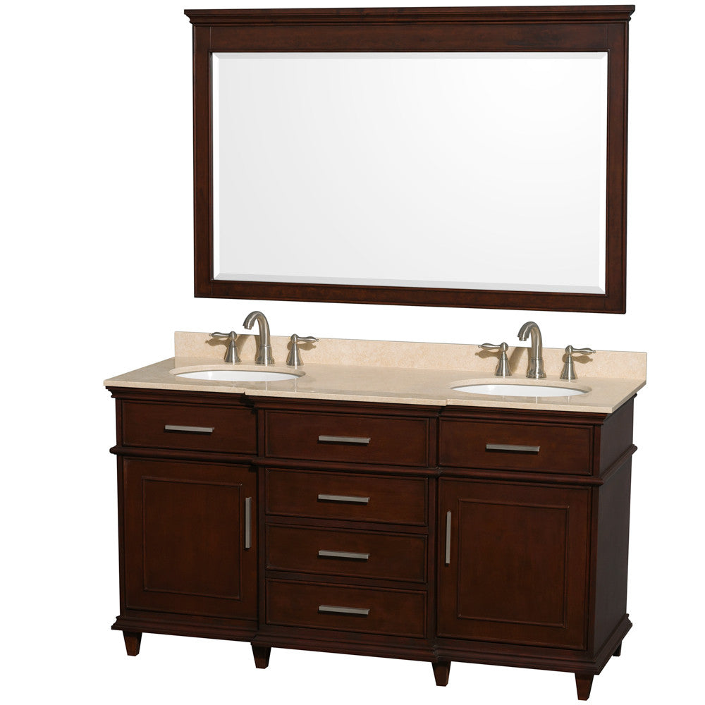 Berkeley 60-Inch  Double Bathroom Vanity - Dark Chestnut
