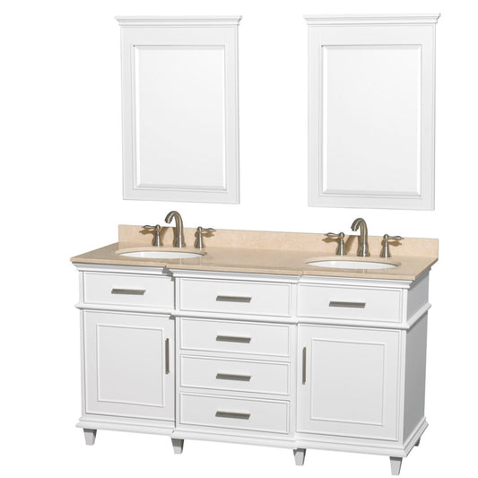 Berkeley 60-Inch  Double Bathroom Vanity - White