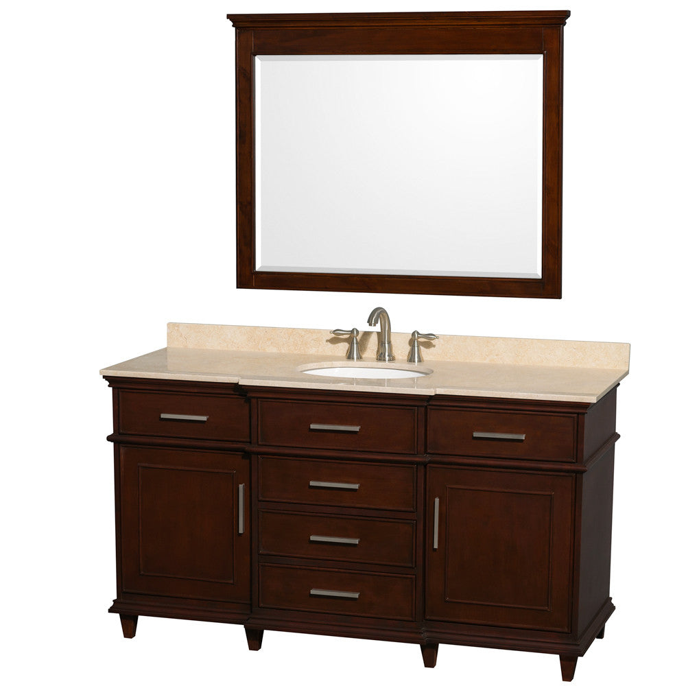Berkeley 60" Single Bathroom Vanity - Dark Chestnut