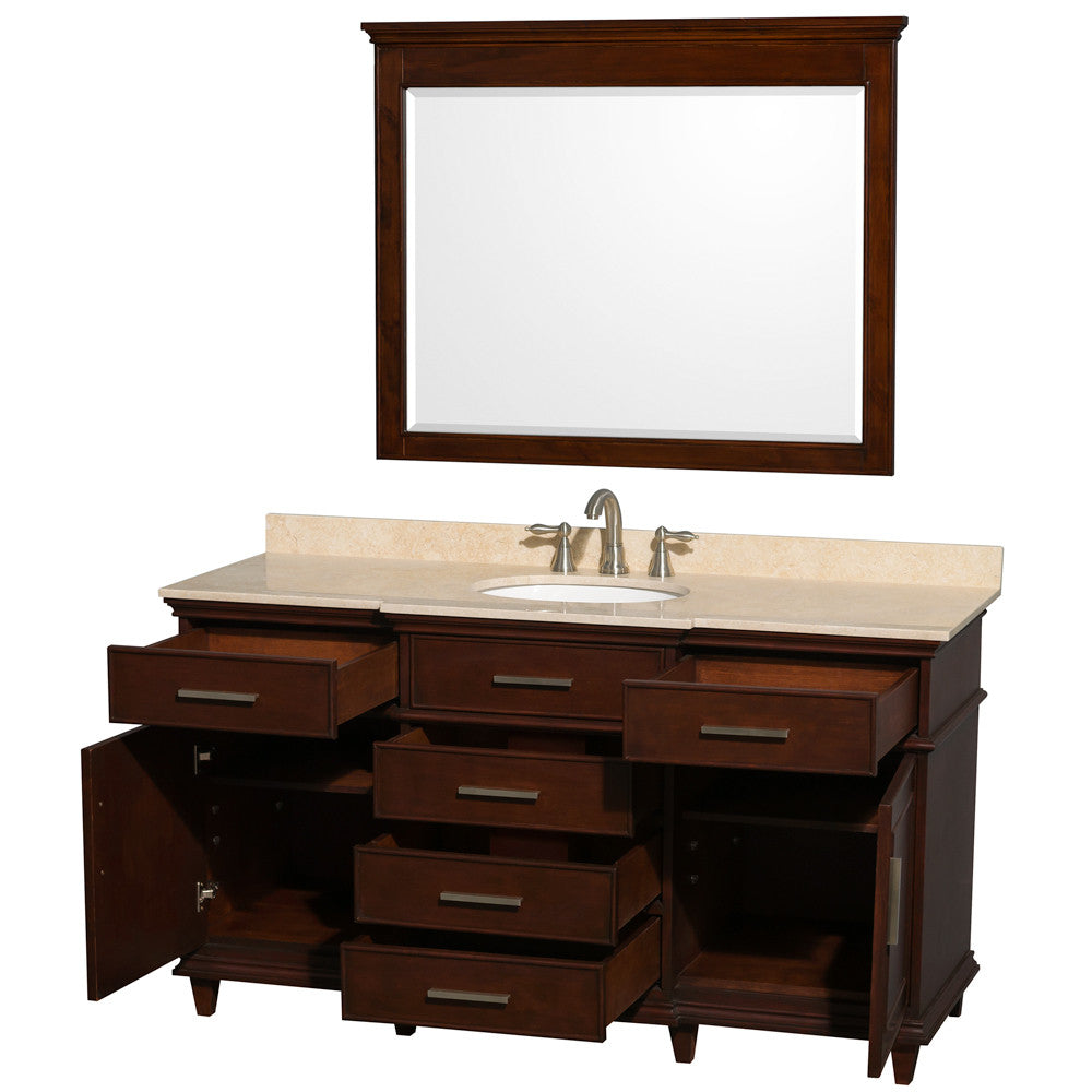 Berkeley 60" Single Bathroom Vanity - Dark Chestnut