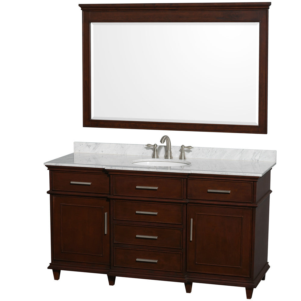Berkeley 60" Single Bathroom Vanity - Dark Chestnut