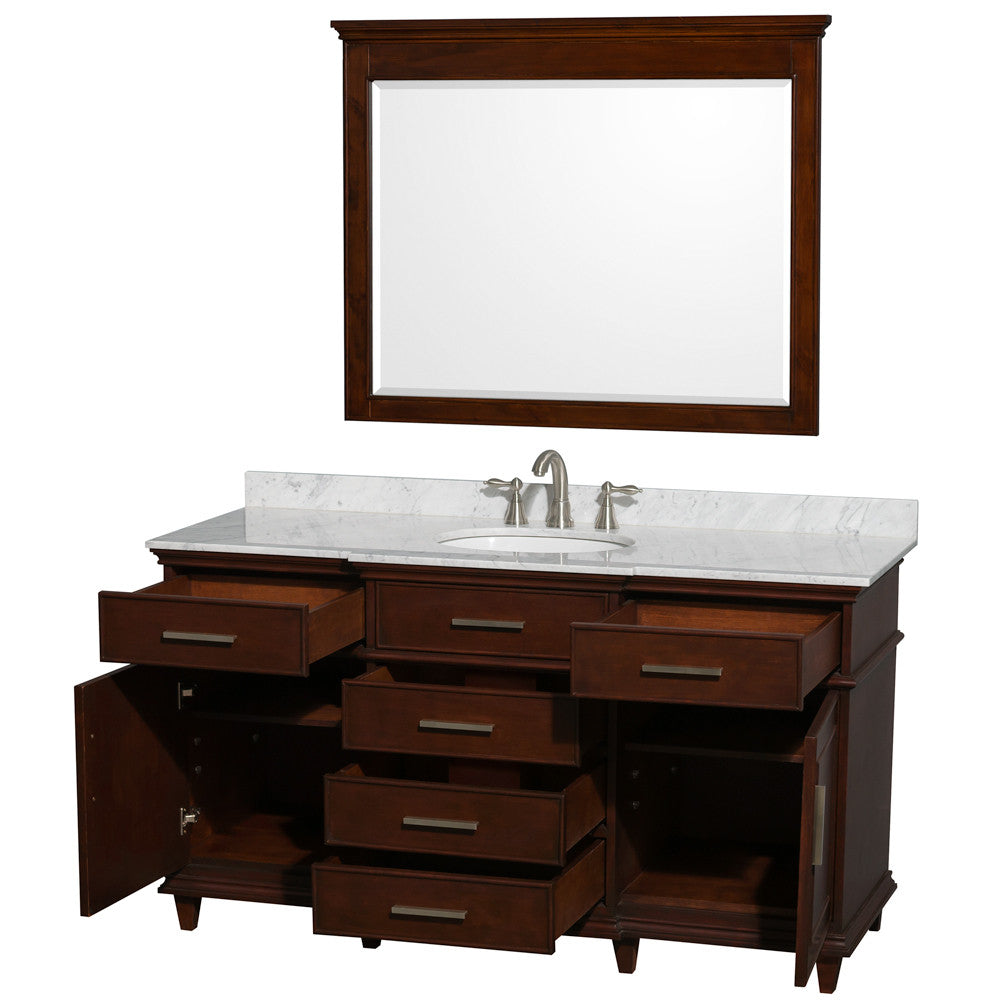 Berkeley 60" Single Bathroom Vanity - Dark Chestnut