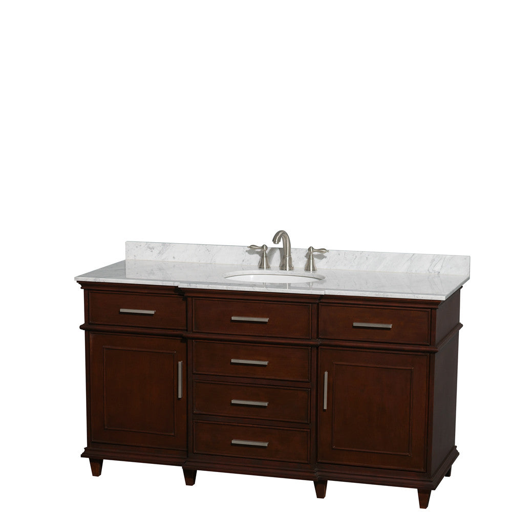 Berkeley 60" Single Bathroom Vanity - Dark Chestnut