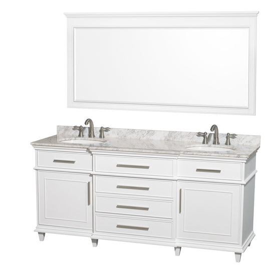 WYNDHAM COLLECTION Berkeley 72-Inch  Double Bathroom Vanity - White