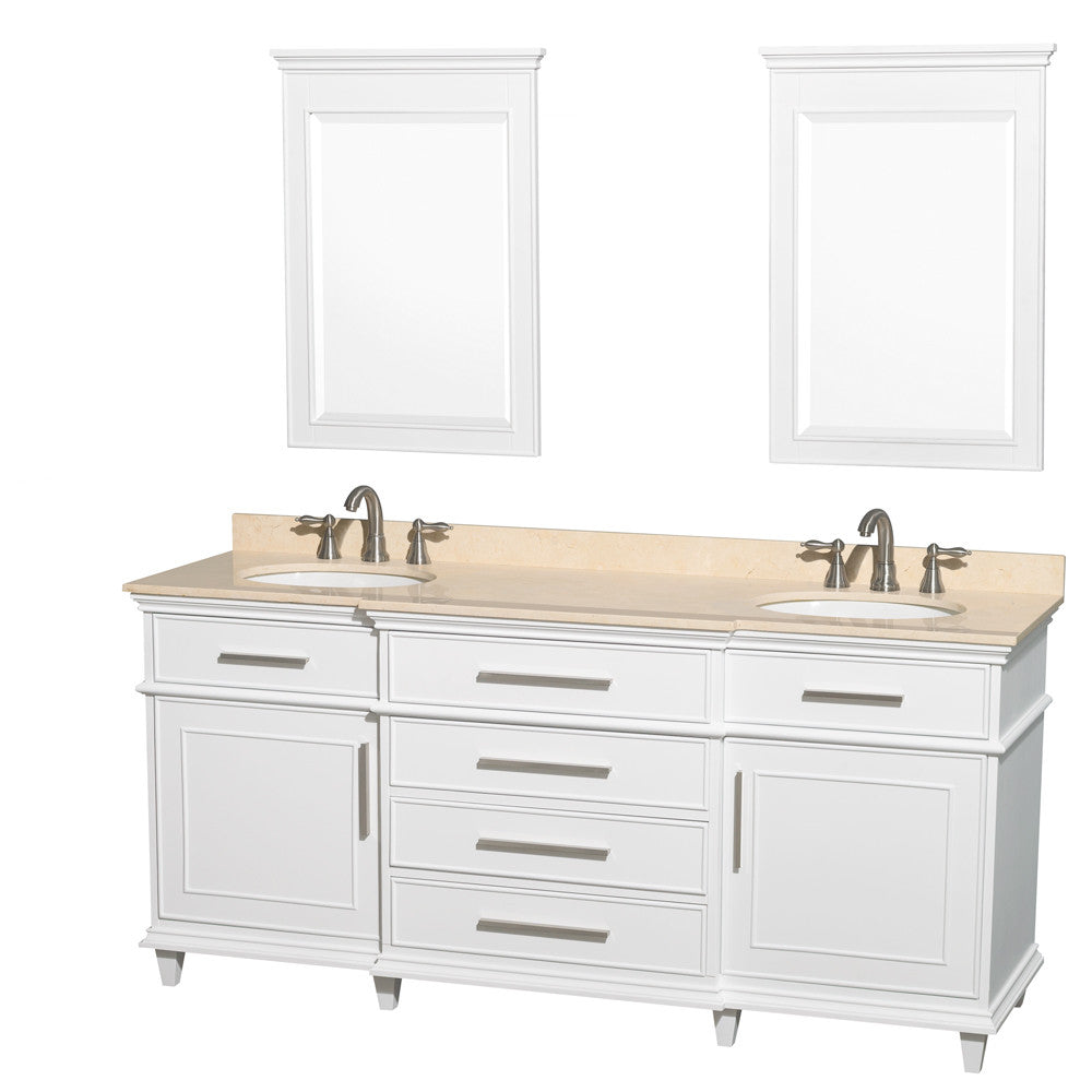 WYNDHAM COLLECTION Berkeley 72-Inch  Double Bathroom Vanity - White