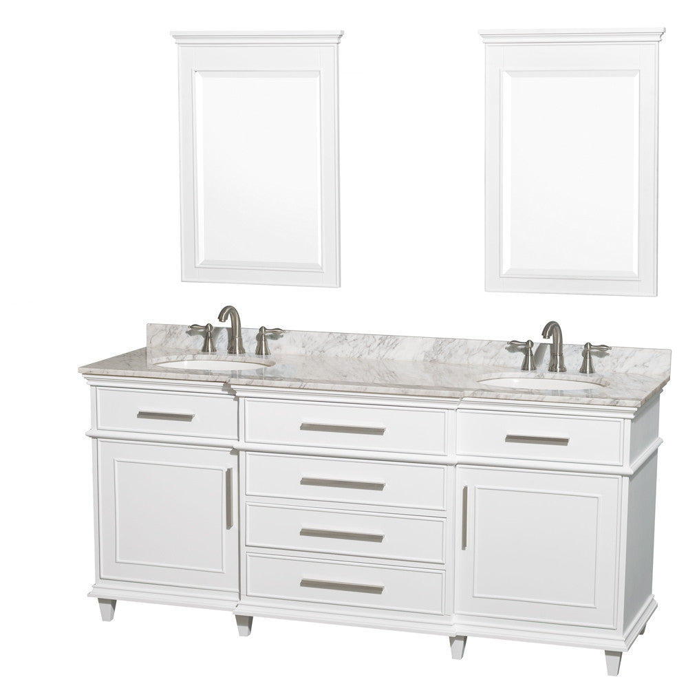 WYNDHAM COLLECTION Berkeley 72-Inch  Double Bathroom Vanity - White
