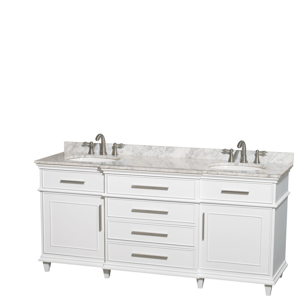 WYNDHAM COLLECTION Berkeley 72-Inch  Double Bathroom Vanity - White
