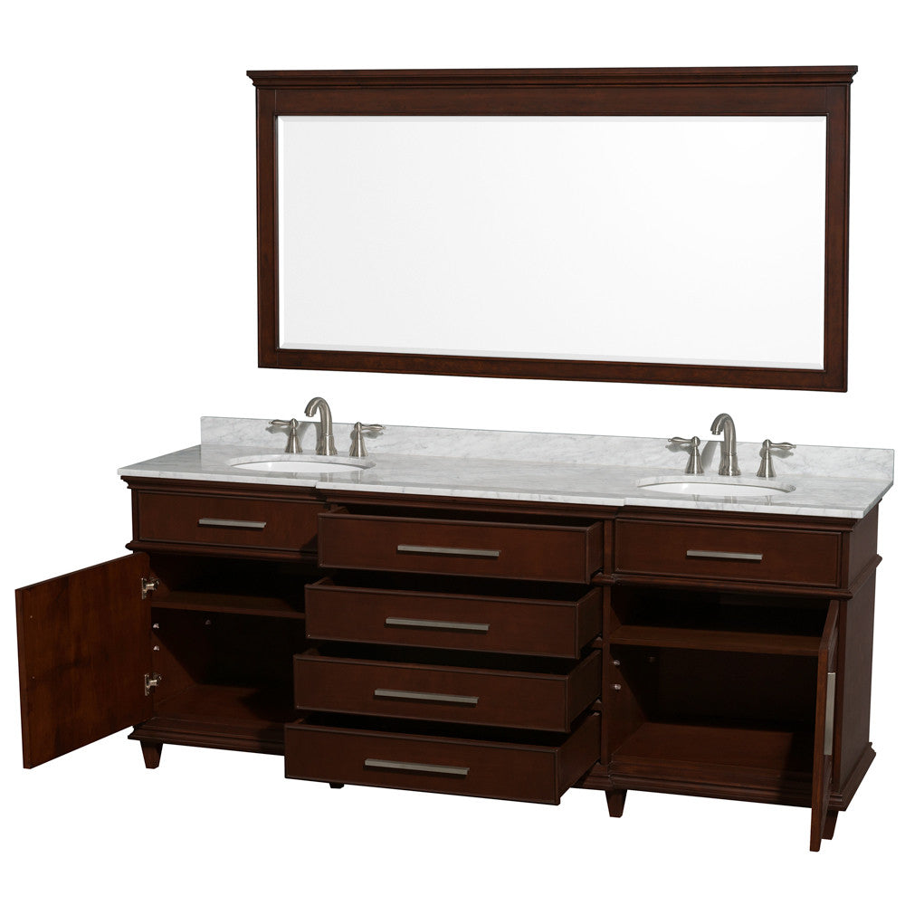 WYNDHAM COLLECTION Berkeley 80-Inch  Double Bathroom Vanity - Dark Chestnut