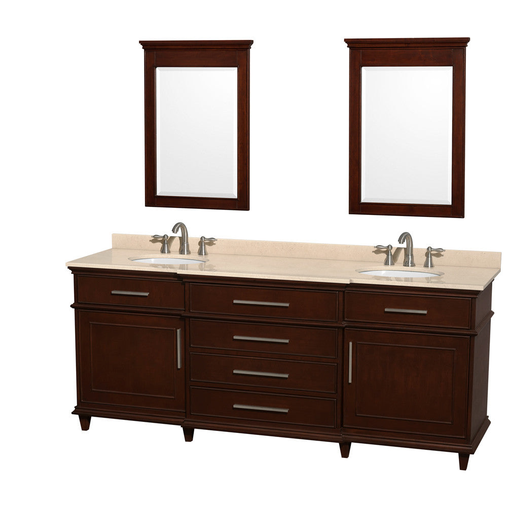WYNDHAM COLLECTION Berkeley 80-Inch  Double Bathroom Vanity - Dark Chestnut