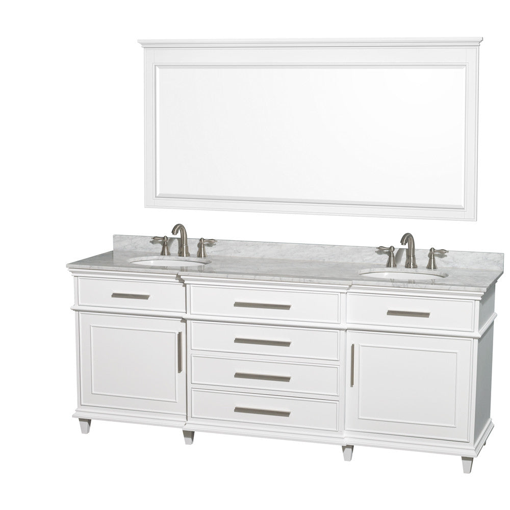 WYNDHAM COLLECTION Berkeley 80-Inch  Double Bathroom Vanity - White
