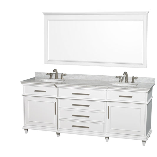 WYNDHAM COLLECTION Berkeley 80-Inch  Double Bathroom Vanity - White
