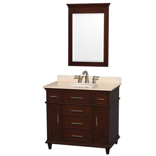 Berkeley 36-Inch Single Bathroom Vanity - Dark Chestnut