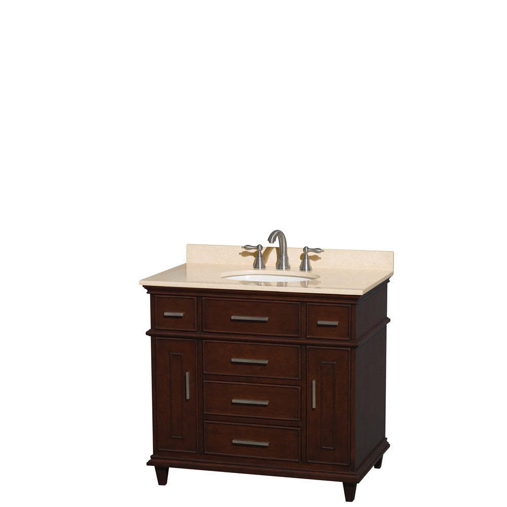 Berkeley 36-Inch Single Bathroom Vanity - Dark Chestnut