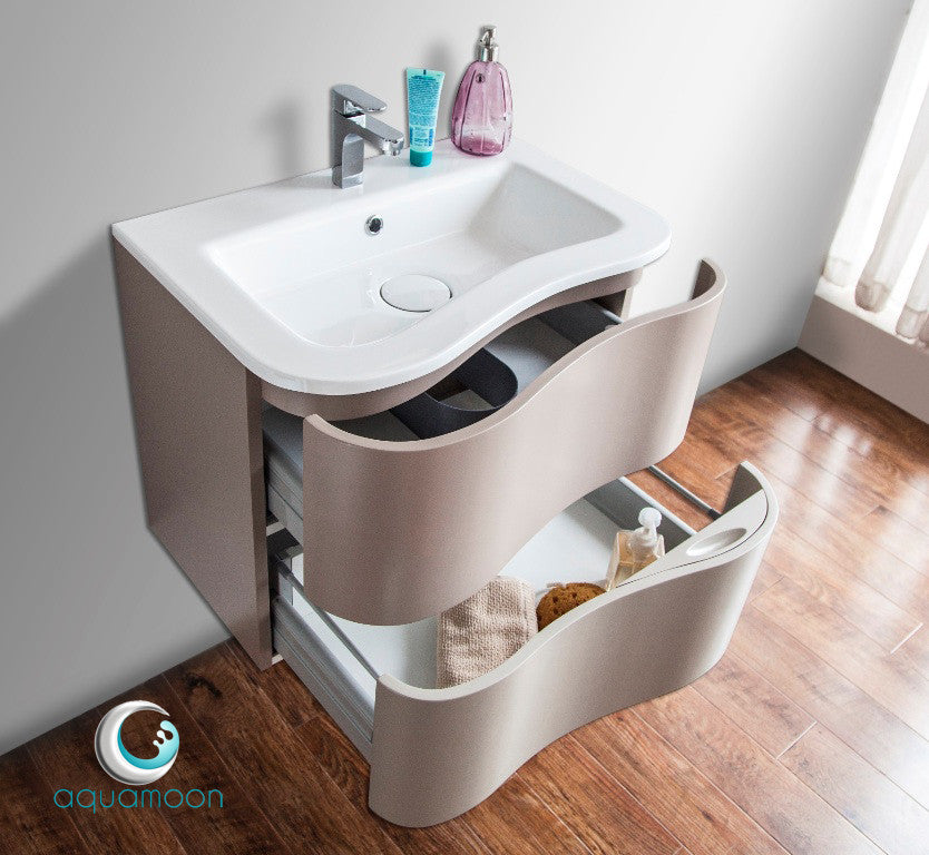 Aquamoon Cambria 25 5/8 Stone Modern Bathroom Vanity Set