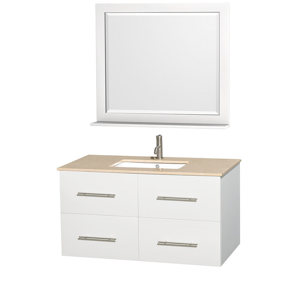 WYNDHAM COLLECTION Centra 42-Inch Single Bathroom Vanity Set - White