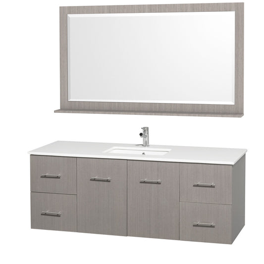 WYNDHAM COLLECTION Centra 60-inch Single Bathroom Vanity Set - Gray Oak