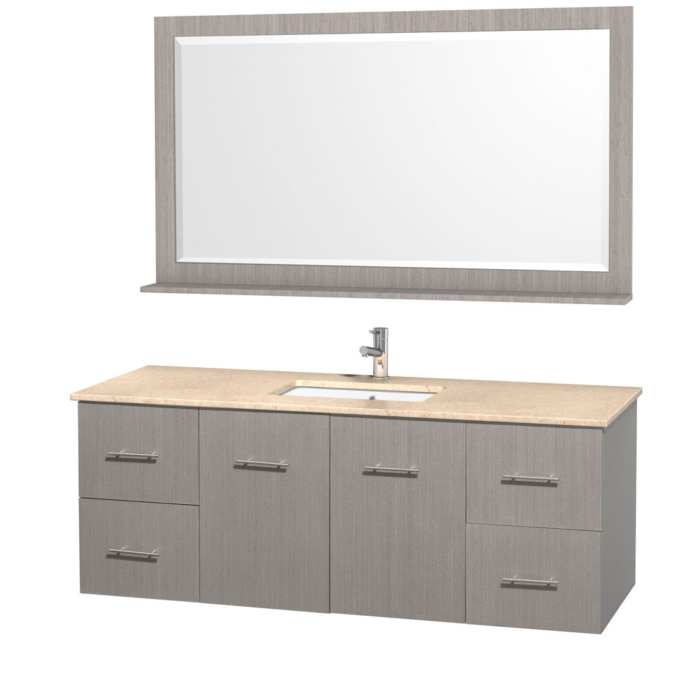 WYNDHAM COLLECTION Centra 60-inch Single Bathroom Vanity Set - Gray Oak