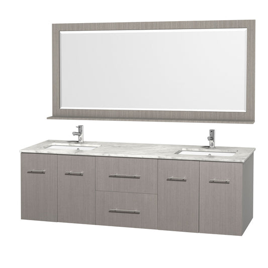 WYNDHAM COLLECTION Centra 72-inch Double Bathroom Vanity Set - Gray Oak