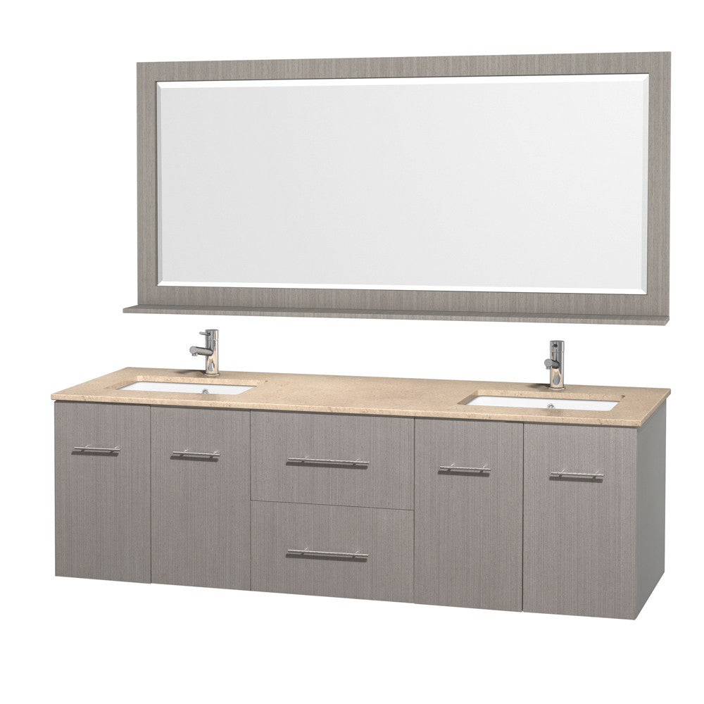 WYNDHAM COLLECTION Centra 72-inch Double Bathroom Vanity Set - Gray Oak