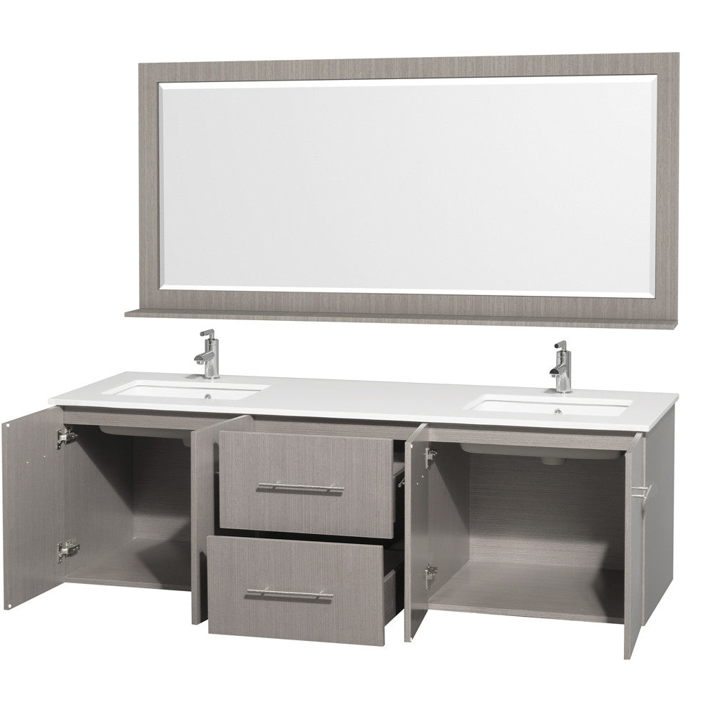 WYNDHAM COLLECTION Centra 72-inch Double Bathroom Vanity Set - Gray Oak