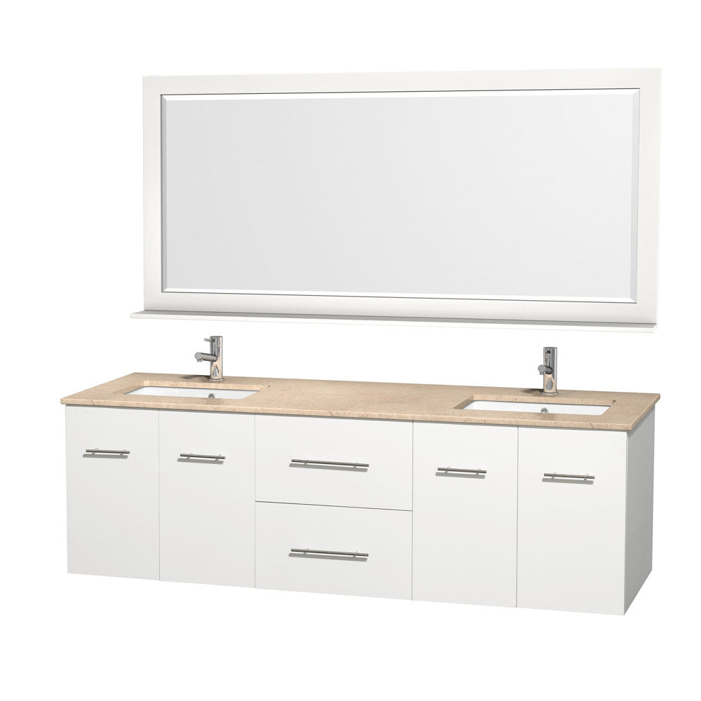WYNDHAM COLLECTION Centra 72" Double Bathroom Vanity Set - White
