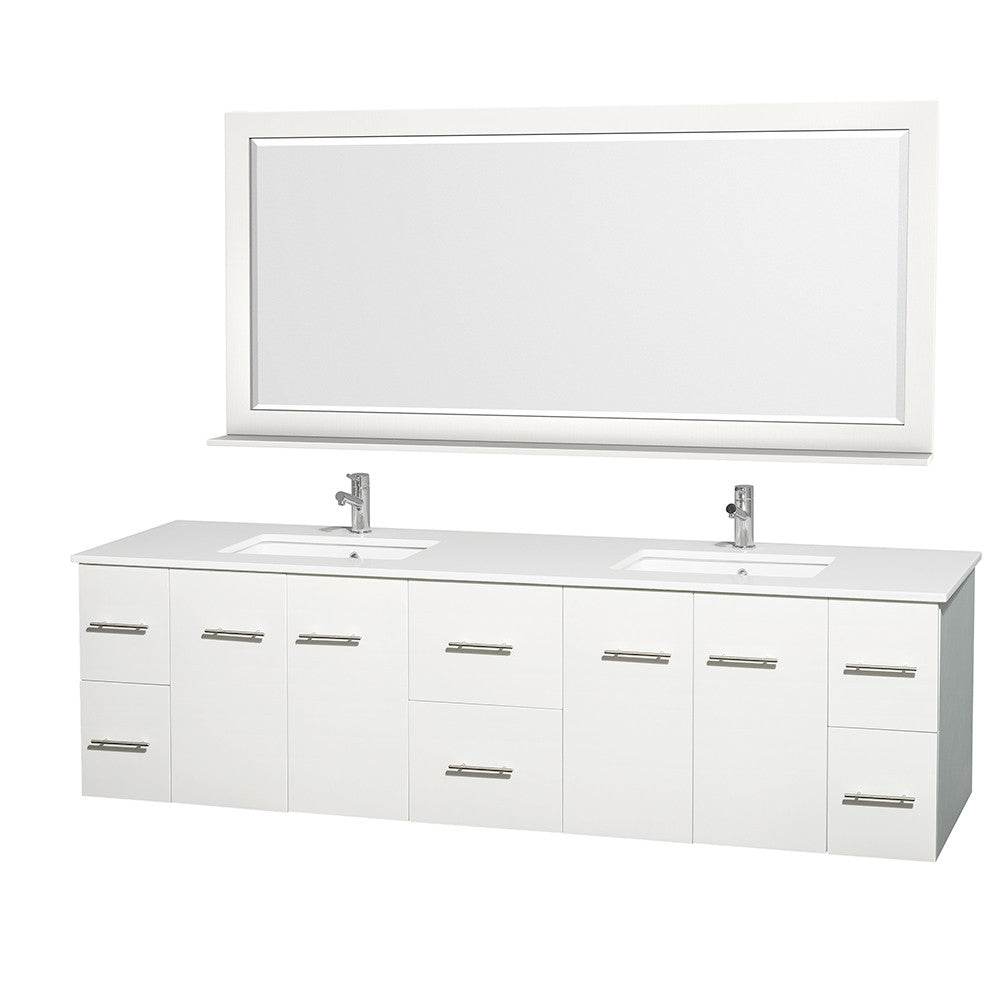 WYNDHAM COLLECTION Centra 80-inch Double Bathroom Vanity Set - White