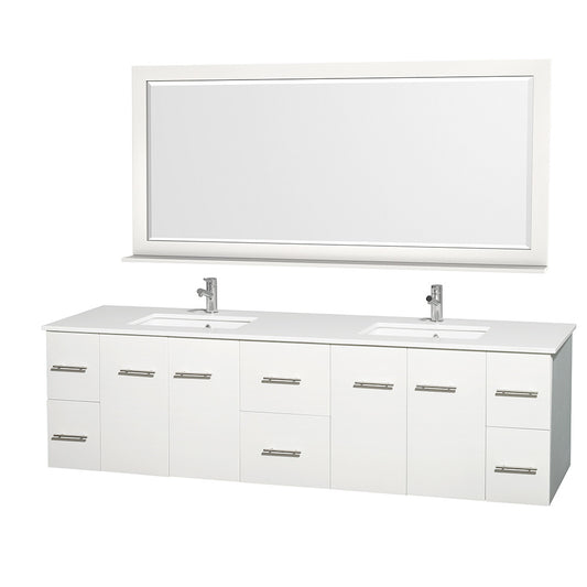 WYNDHAM COLLECTION Centra 80-inch Double Bathroom Vanity Set - White